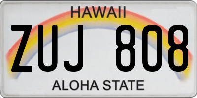 HI license plate ZUJ808