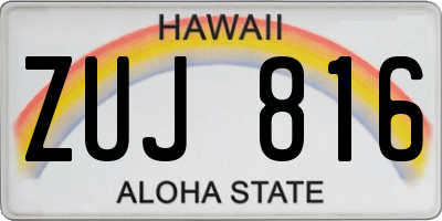 HI license plate ZUJ816