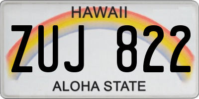 HI license plate ZUJ822