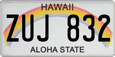 HI license plate ZUJ832