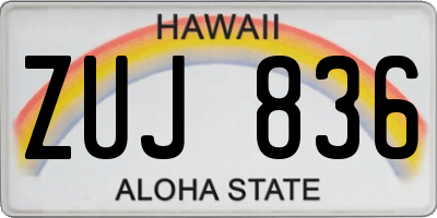 HI license plate ZUJ836