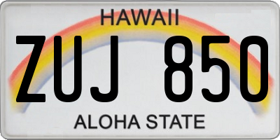 HI license plate ZUJ850