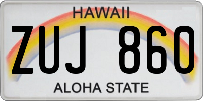 HI license plate ZUJ860