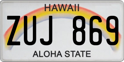 HI license plate ZUJ869