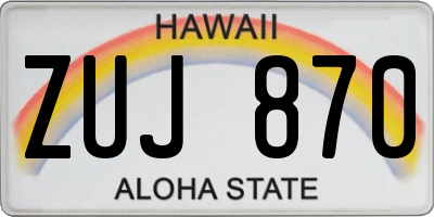 HI license plate ZUJ870