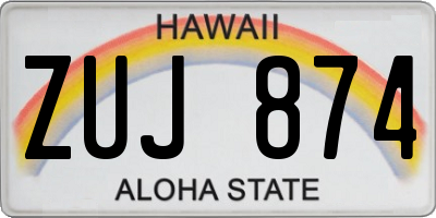 HI license plate ZUJ874