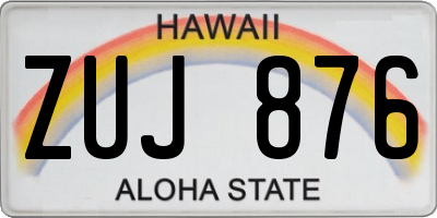 HI license plate ZUJ876