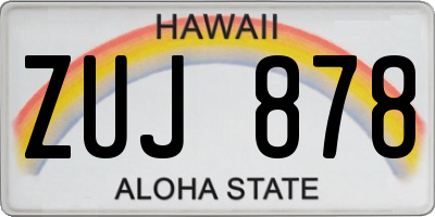 HI license plate ZUJ878