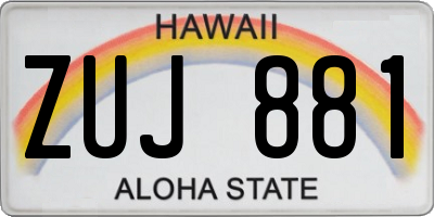 HI license plate ZUJ881