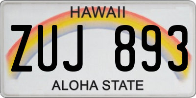HI license plate ZUJ893