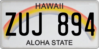HI license plate ZUJ894