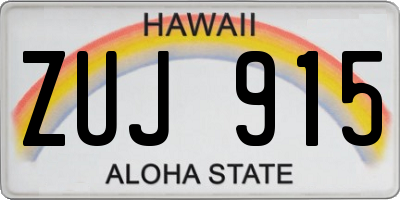 HI license plate ZUJ915