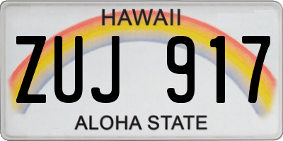 HI license plate ZUJ917