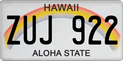 HI license plate ZUJ922