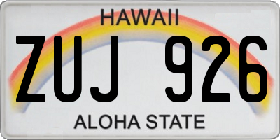 HI license plate ZUJ926