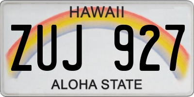 HI license plate ZUJ927