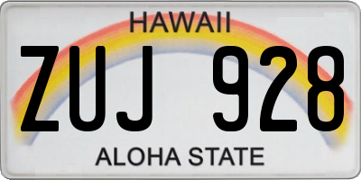HI license plate ZUJ928