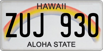 HI license plate ZUJ930