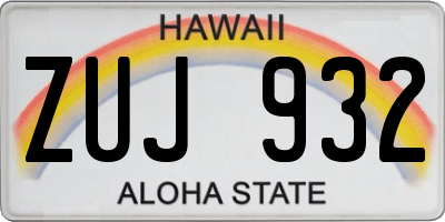 HI license plate ZUJ932
