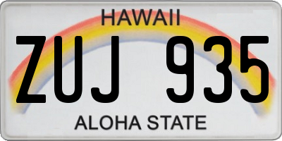 HI license plate ZUJ935