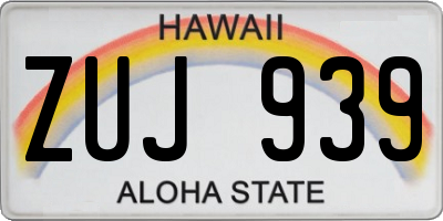 HI license plate ZUJ939