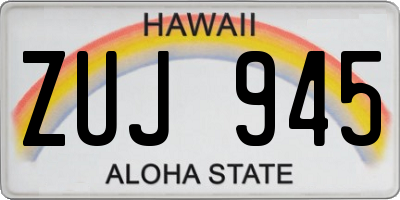 HI license plate ZUJ945