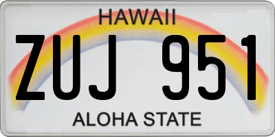 HI license plate ZUJ951