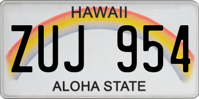 HI license plate ZUJ954