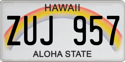 HI license plate ZUJ957