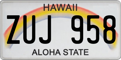 HI license plate ZUJ958