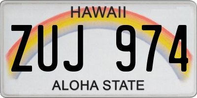HI license plate ZUJ974