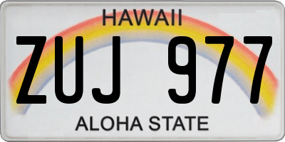 HI license plate ZUJ977