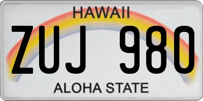 HI license plate ZUJ980