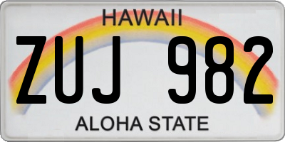 HI license plate ZUJ982