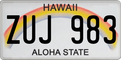 HI license plate ZUJ983