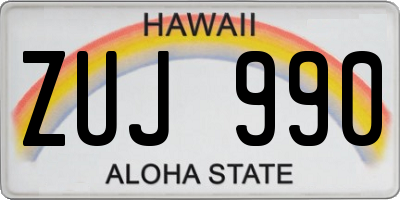 HI license plate ZUJ990