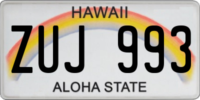 HI license plate ZUJ993