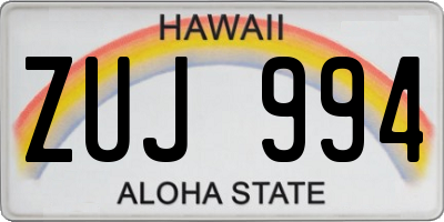 HI license plate ZUJ994