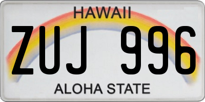 HI license plate ZUJ996