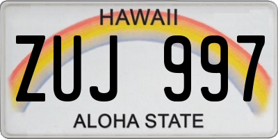 HI license plate ZUJ997