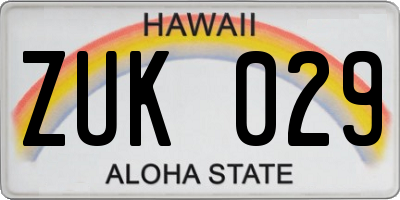 HI license plate ZUK029