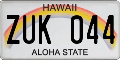 HI license plate ZUK044