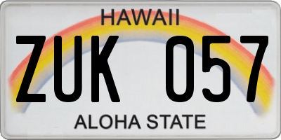 HI license plate ZUK057