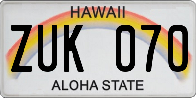 HI license plate ZUK070
