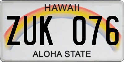 HI license plate ZUK076