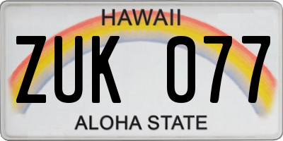 HI license plate ZUK077