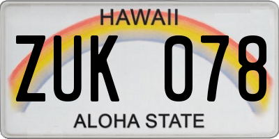 HI license plate ZUK078