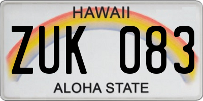 HI license plate ZUK083