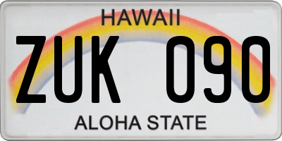 HI license plate ZUK090