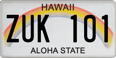 HI license plate ZUK101